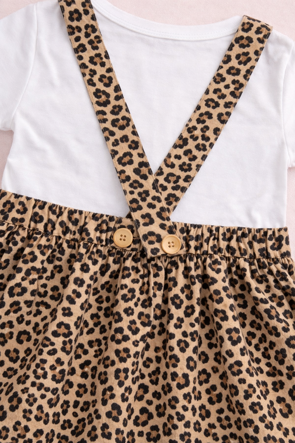 Little Wild Leopard Pinafore Dress Set