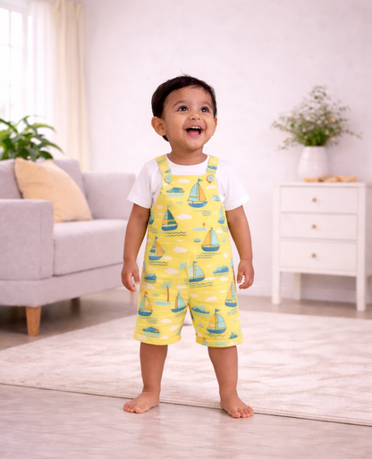 Little Sailor Boat Dungaree Set