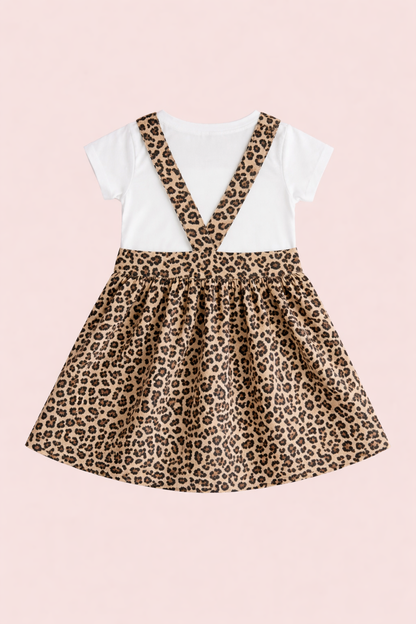 Little Wild Leopard Pinafore Dress Set