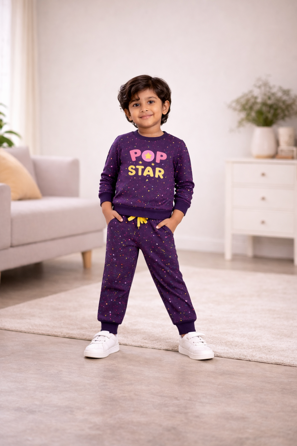 Pop Star Printed Sweatshirt & Jogger Set