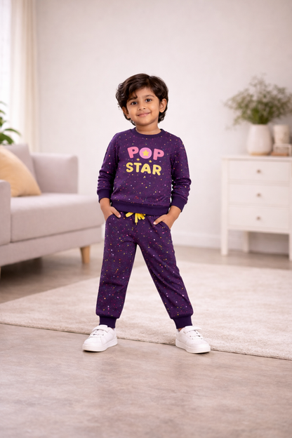 Pop Star Printed Sweatshirt & Jogger Set