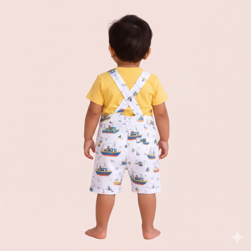 Little Sailor Boat Dungaree Set