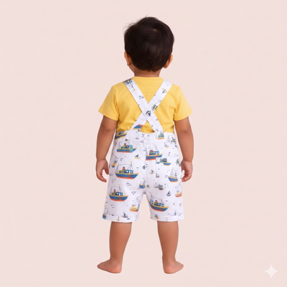 Little Sailor Boat Dungaree Set