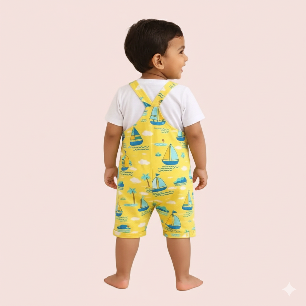Little Sailor Boat Dungaree Set