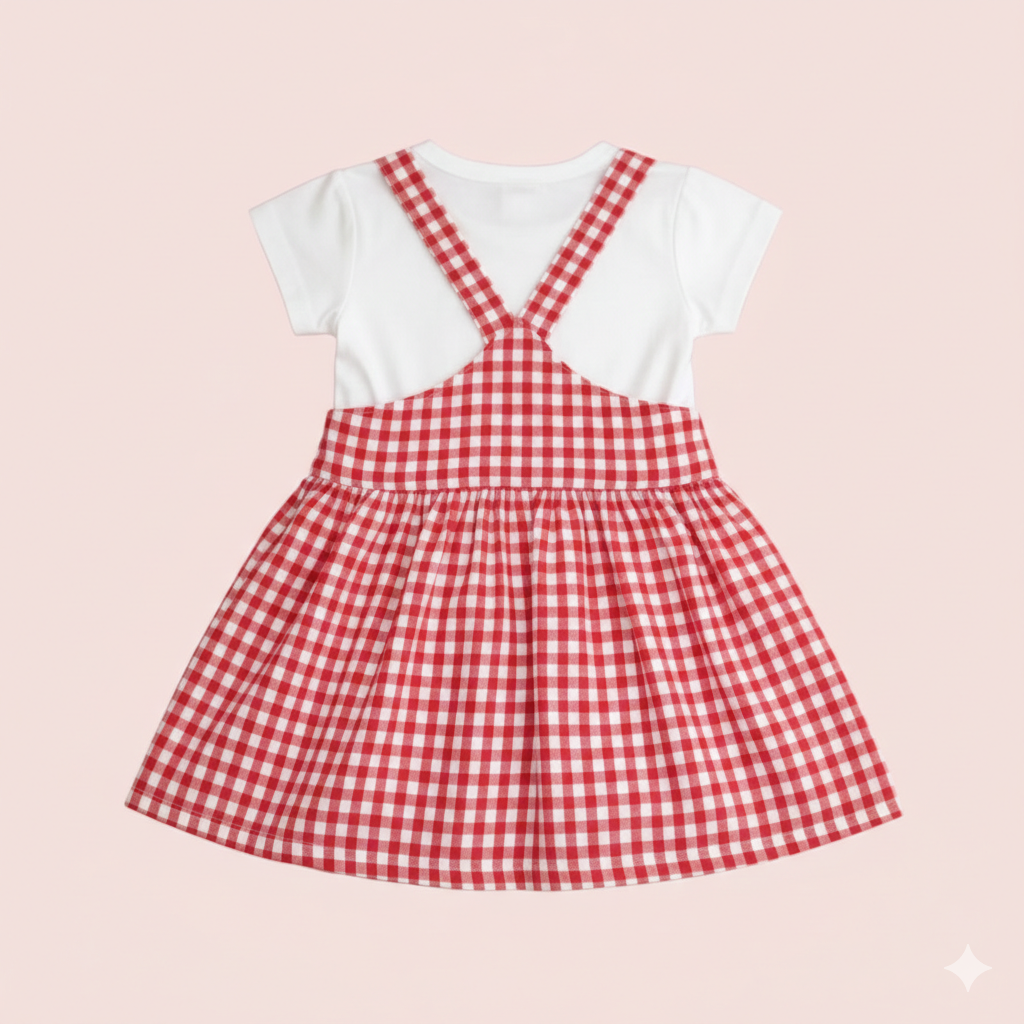 Classic Red Check Dungaree Dress