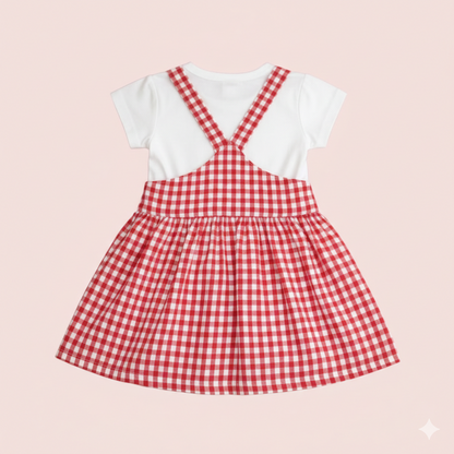 Classic Red Check Dungaree Dress