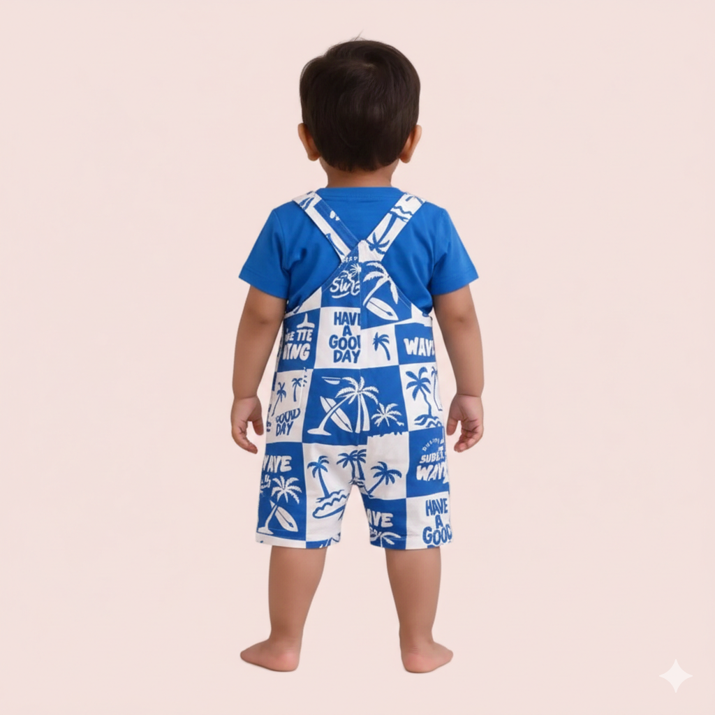 Ocean Patchwork Dungaree Set