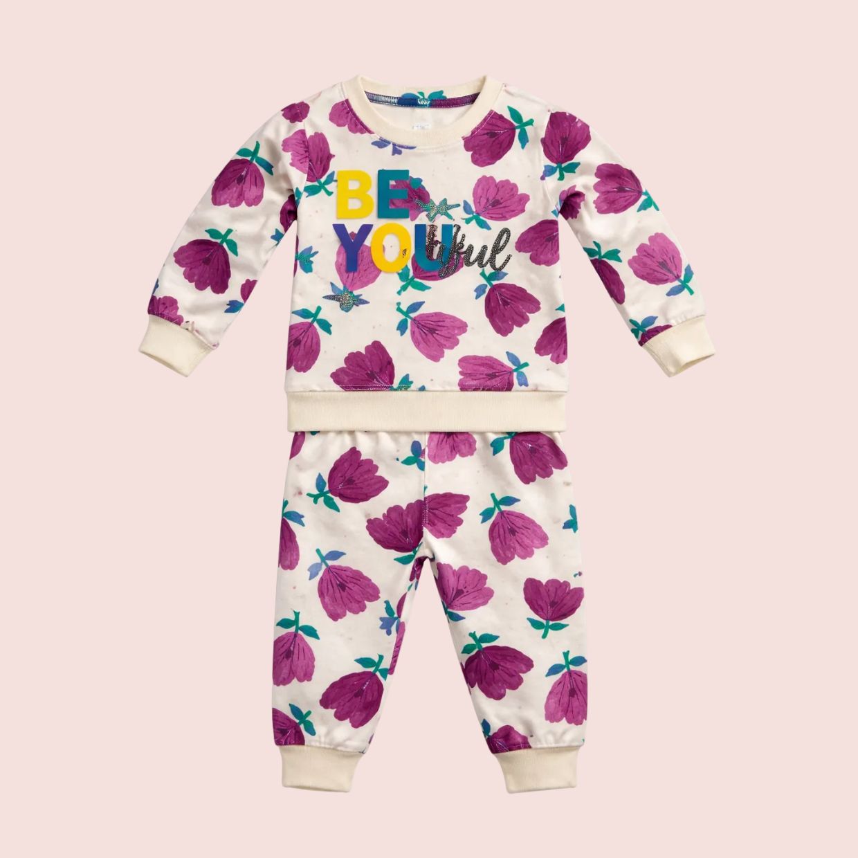 Believe in Yourself Floral Sweatshirt & Jogger Set