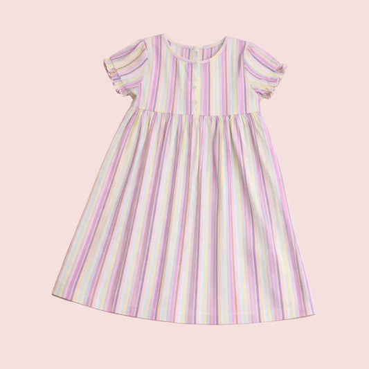 Rainbow Stripe Dress with Hair Accessory