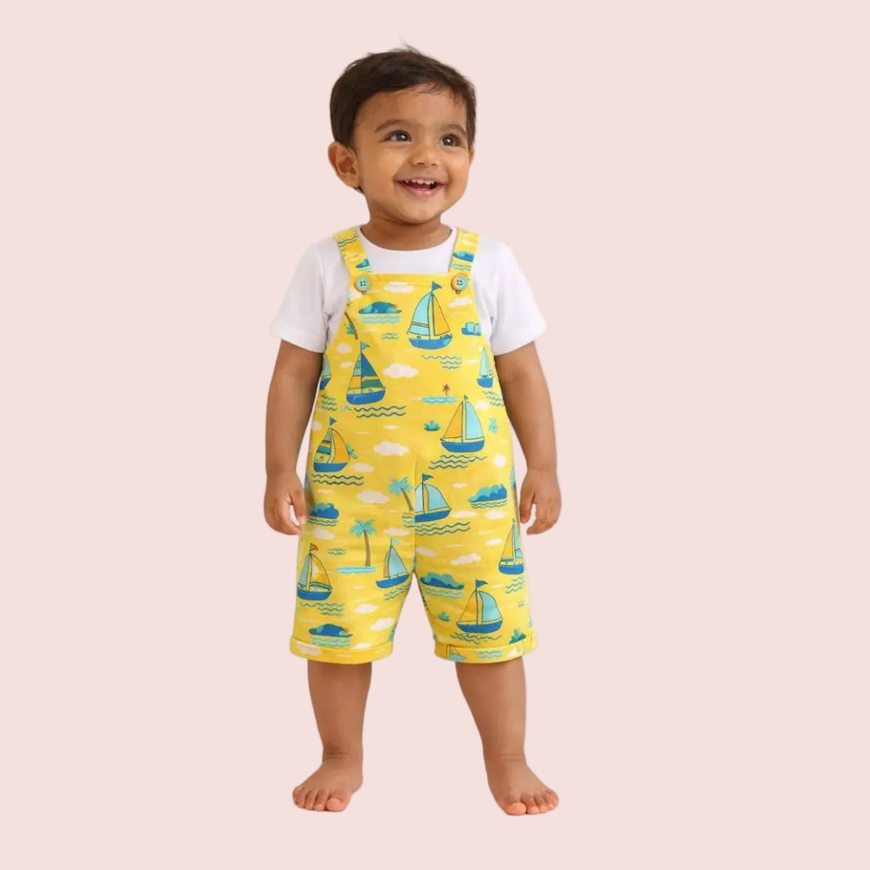 Little Sailor Boat Dungaree Set