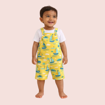 Little Sailor Boat Dungaree Set