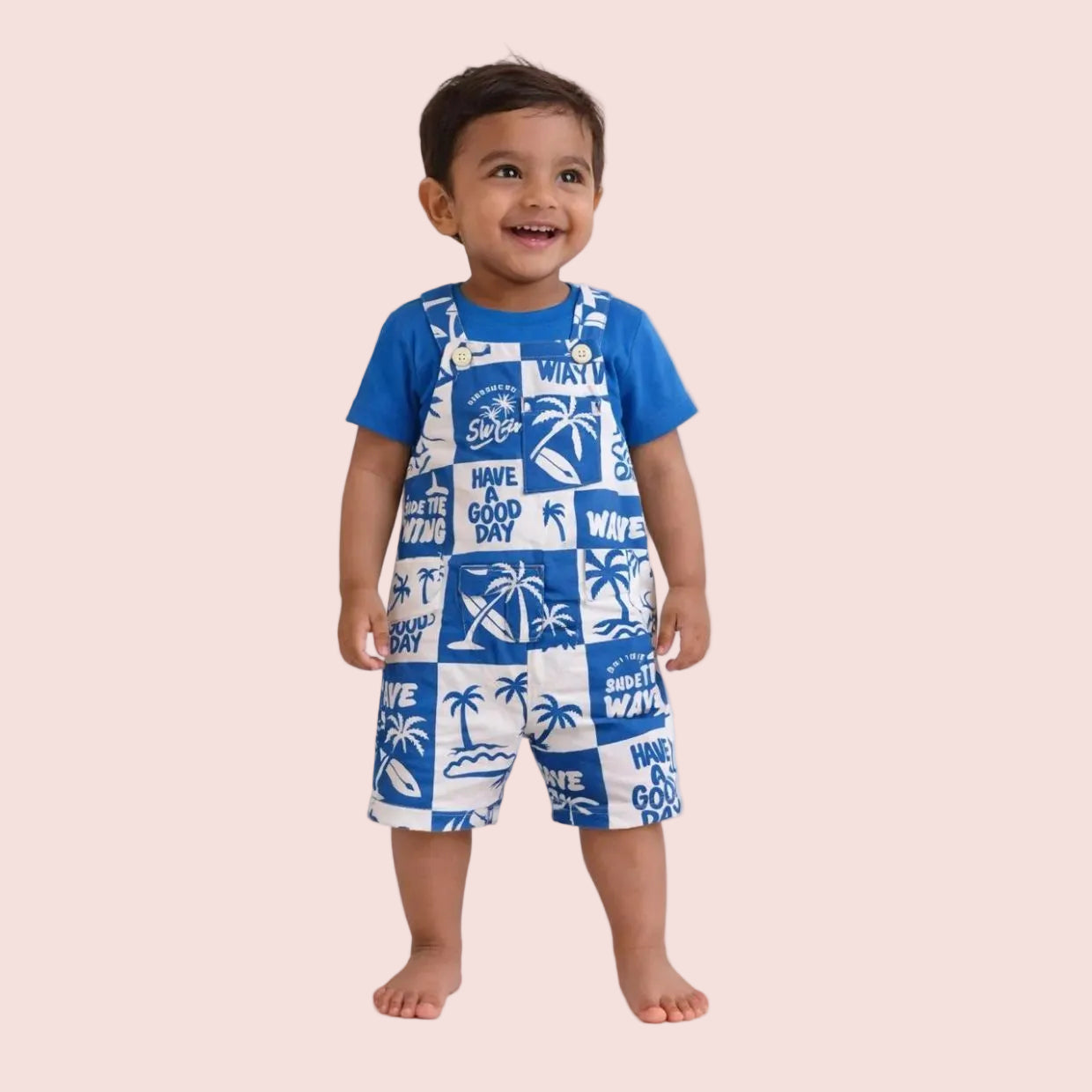 Ocean Patchwork Dungaree Set