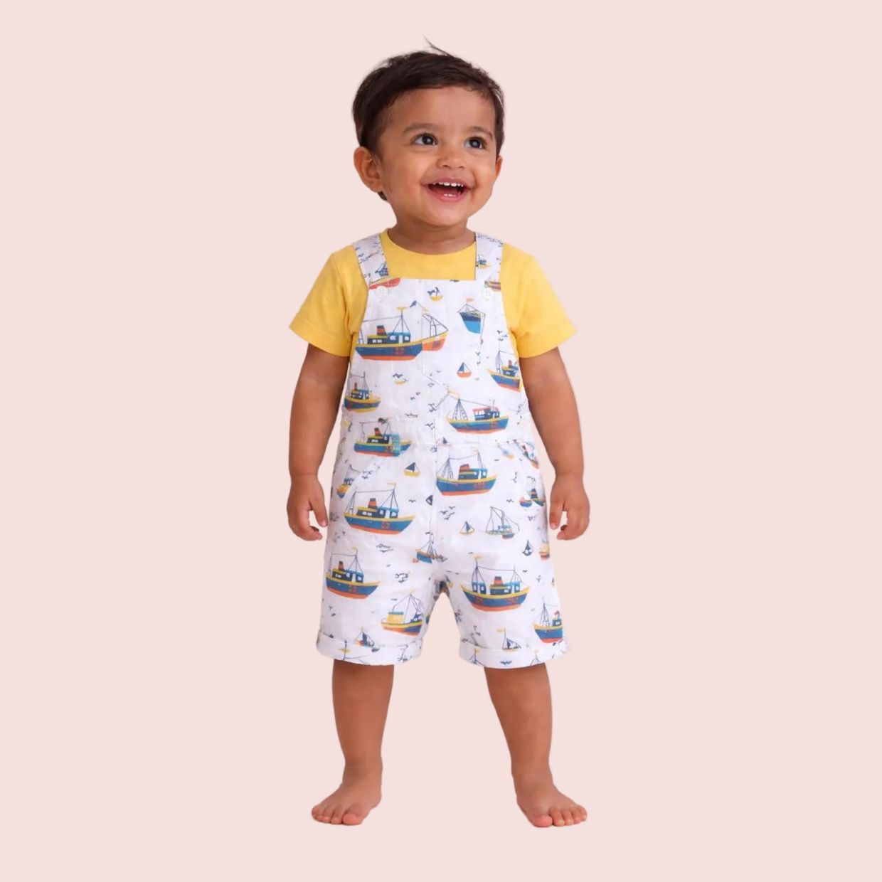 Little Sailor Boat Dungaree Set
