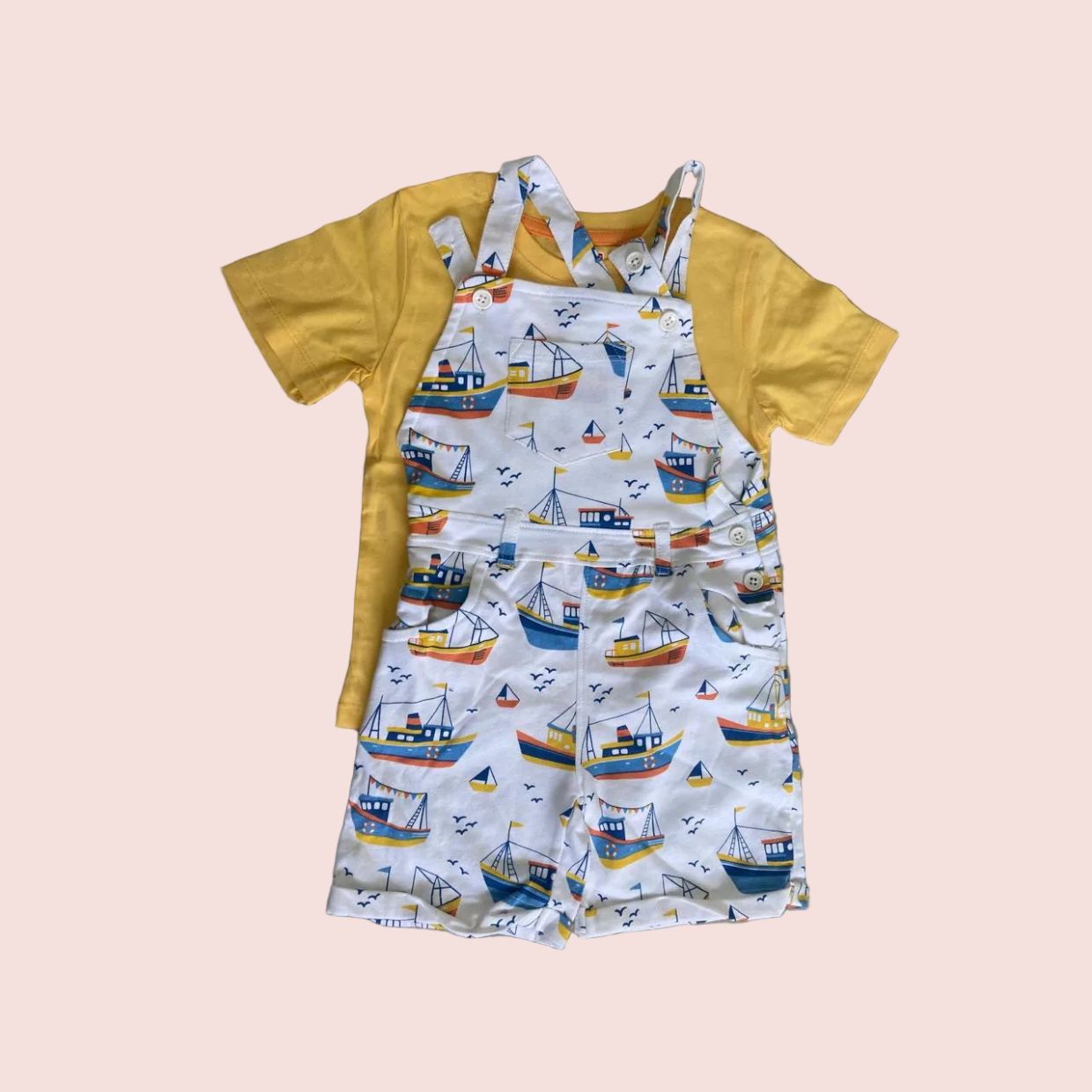 Little Sailor Boat Dungaree Set