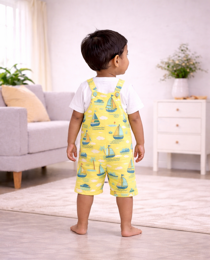 Little Sailor Boat Dungaree Set
