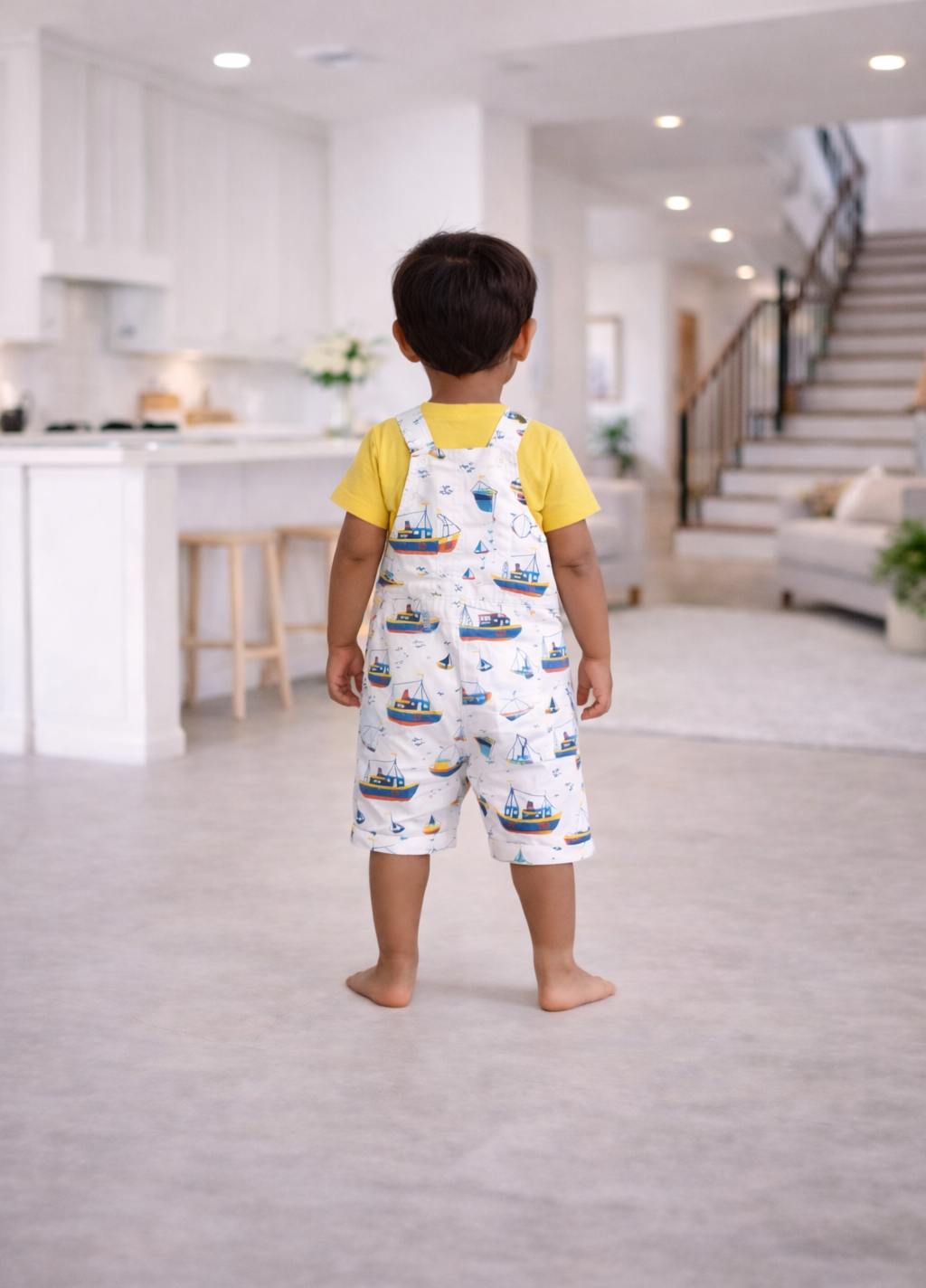 Little Sailor Boat Dungaree Set
