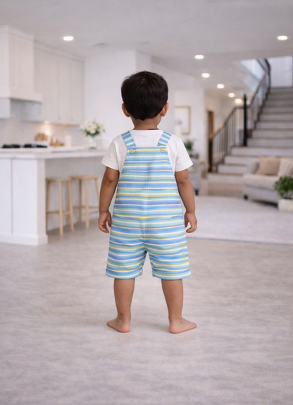 Blue Striped Dungaree with Tiger Patch