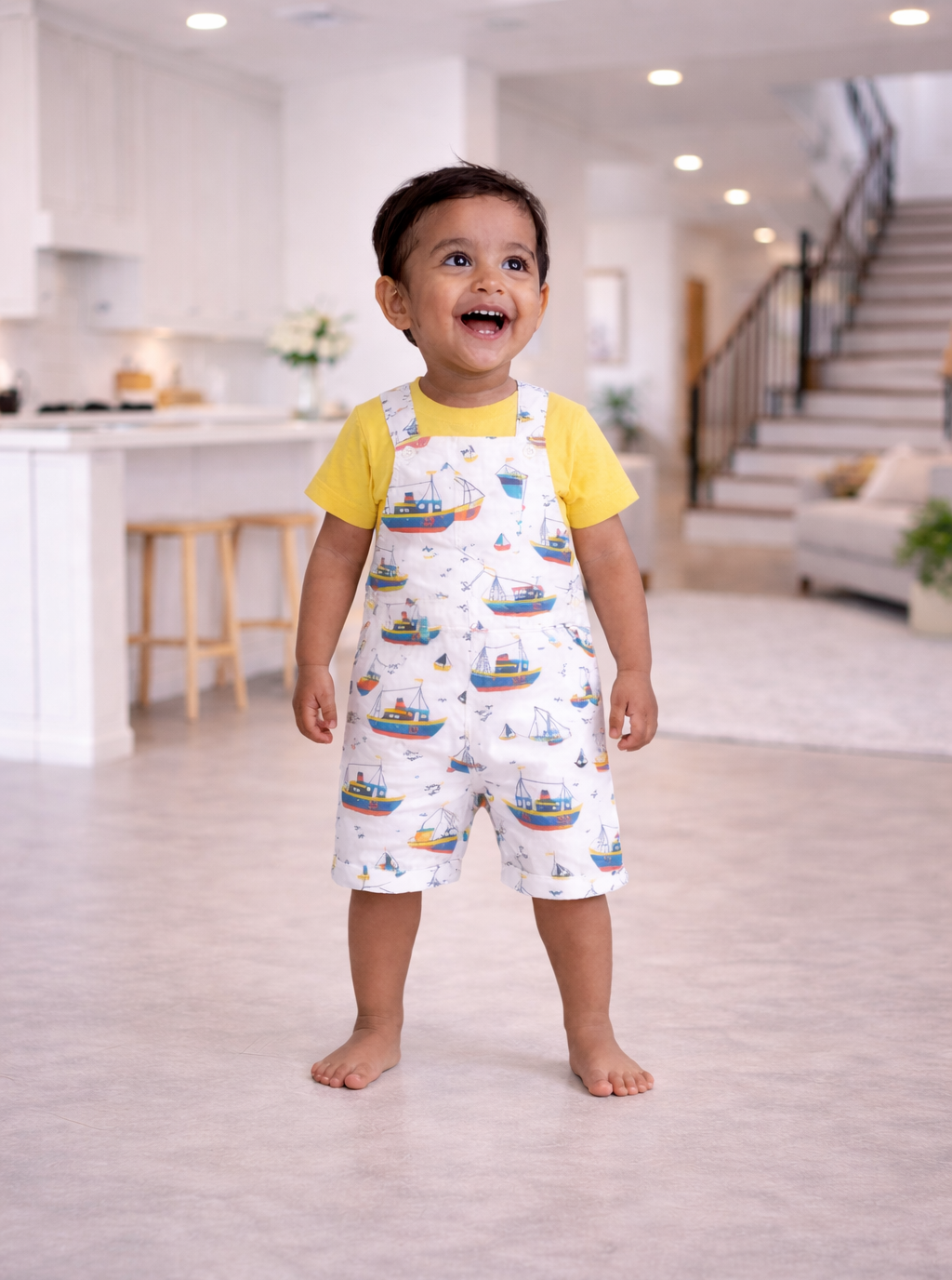 Little Sailor Boat Dungaree Set