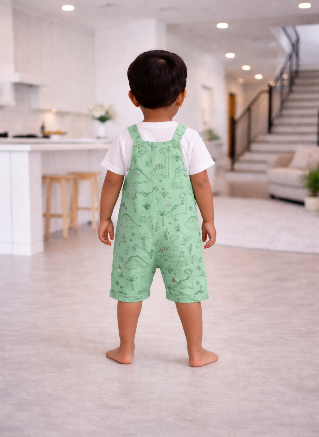Dino Adventure Green Dungaree Set