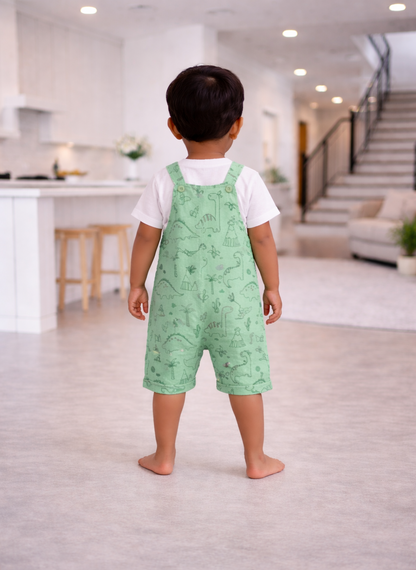 Dino Adventure Green Dungaree Set
