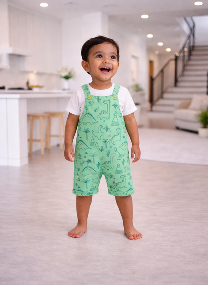 Dino Adventure Green Dungaree Set